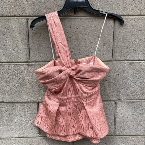 Veronica Beard Sufiana Moire One Shoulder Top 0 - Picture 5 of 9